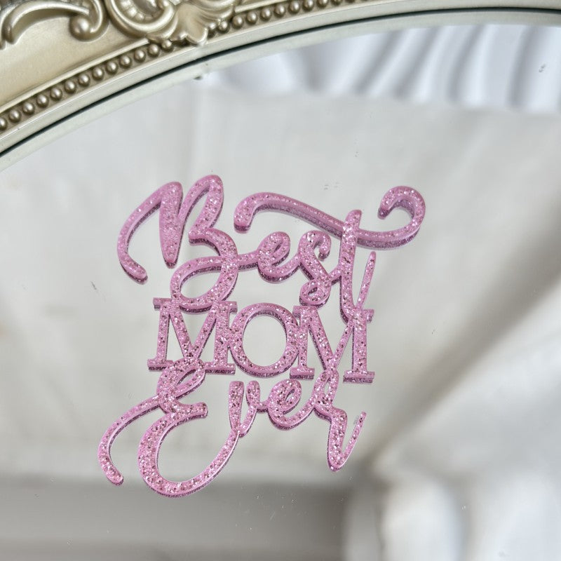 Wholesale 10PCS/PACK Mother's Day Happy Acrylic Cake Decoration